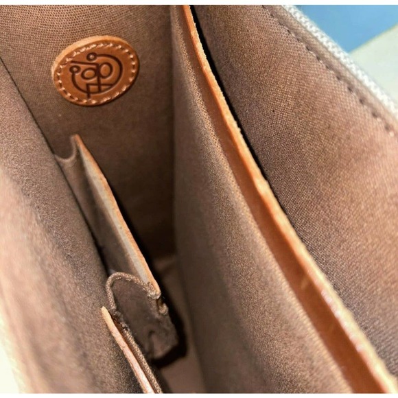 SEVENTY EIGHT PERCENT 2011 Italian Vegan Leather Dimitri Satchel White/Brown - Picture 11 of 12